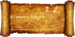 Klemencz Lőrinc névjegykártya