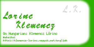 lorinc klemencz business card